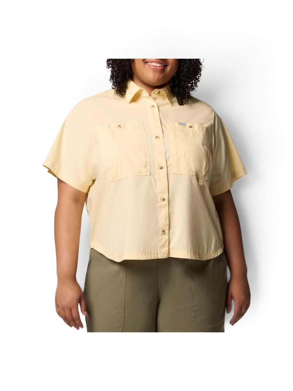 Columbia Women's Brea Falls Relaxed Fit Button Up Shirt Yellow Size L NWT